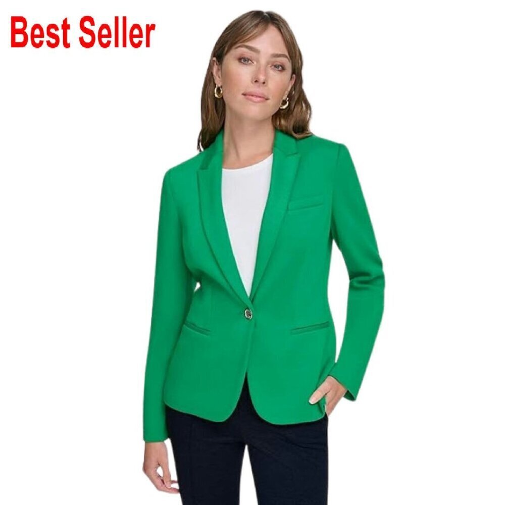 Single Button Business Blazer Classic Elegant Professional Work Jacket Chic